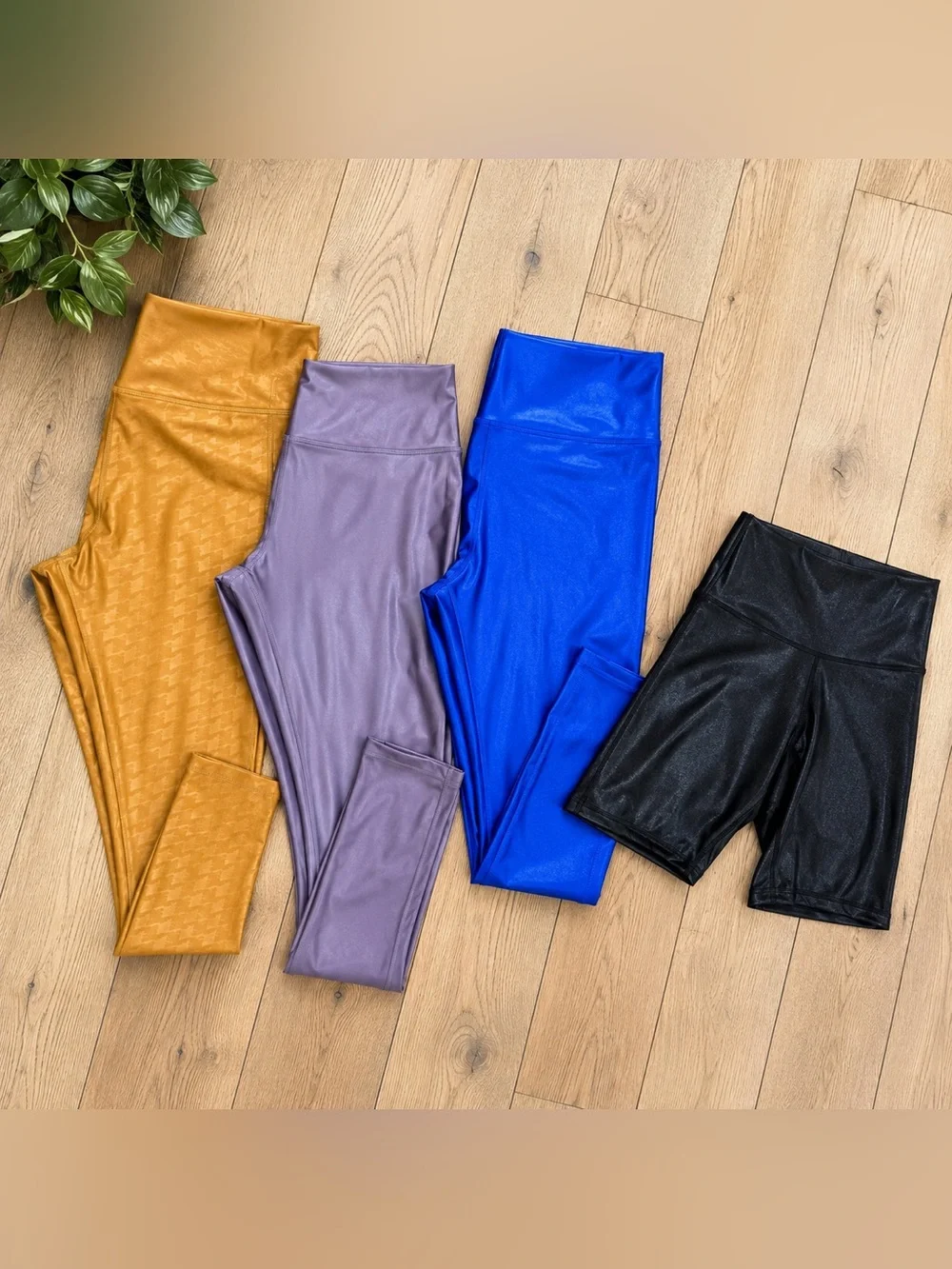 $400 4pc Carbon38 Greyson High Shine High Rise Leggings Biker Shorts Bundle - S